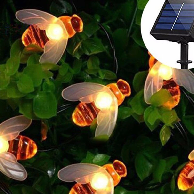 

LED Outdoor Solar Garden Light 20/30 leds Bee String Lights Fairy Lighting Waterproof Garden Patio Fence Night Lamp Home Decor