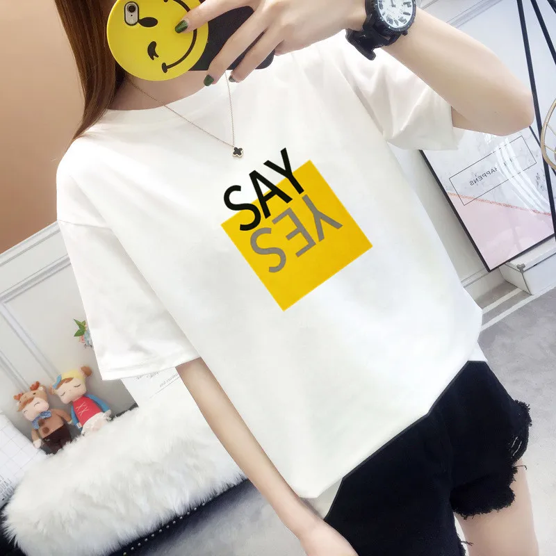 

Summer 2019 Korean version of loose bf wind simple women's half-sleeve ins the same short-sleeved T-shirt women's jacket student