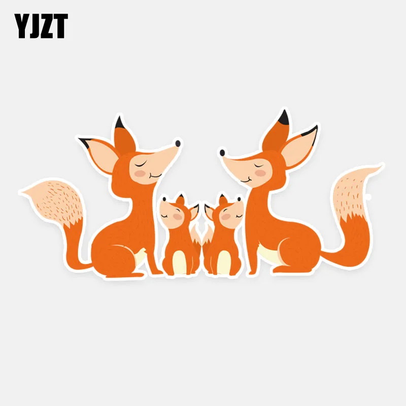 

YJZT 18.5CM*8.7CM Fashion Happy Little Fox Family PVC Decal Car Sticker 5-0982