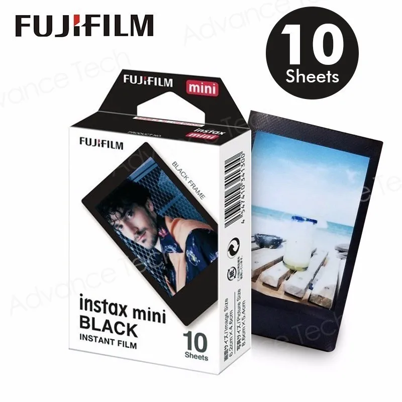 Новинка 2017 года поступление Подлинная Fujifilm Instax Mini черный границы Плёнки 10