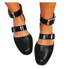 Женские туфли-лодочки в стиле ретро на низком каблуке с пряжкой на ремешке, пляжные повседневные тонкие туфли, римские сандалии, пикантные летние женские туфли высокого качества