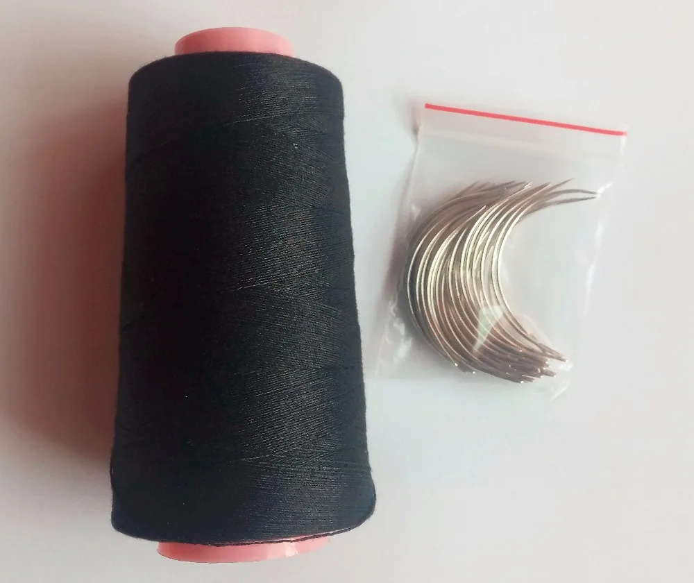 25 шт. C игла с подарком 1 рулон Черная хлопковая нить для плетения волос