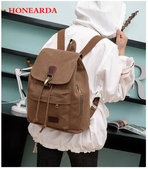 

New shelves women's canvas backpack vintage school backpacks fashion feminine Laptop backpack travel bags