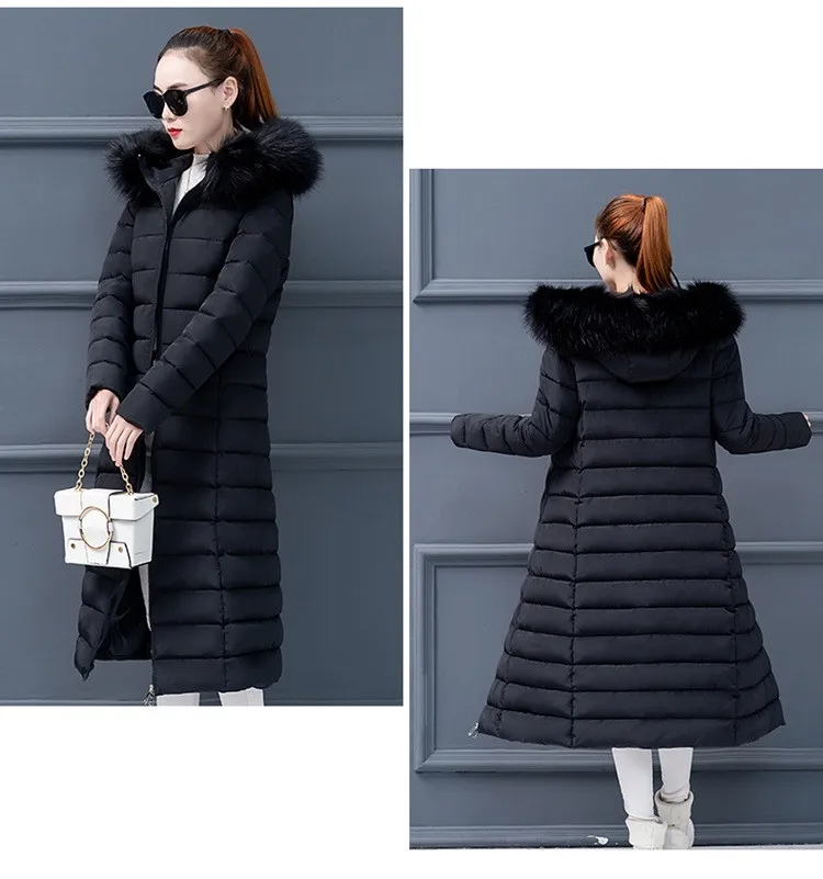 Модное зимнее женское пальто, новинка, корейский стиль, плюс размер, хлопок, женский пуховик, парка, теплый, искусственный мех, воротник с капюшоном, Женское пальто, 4XL