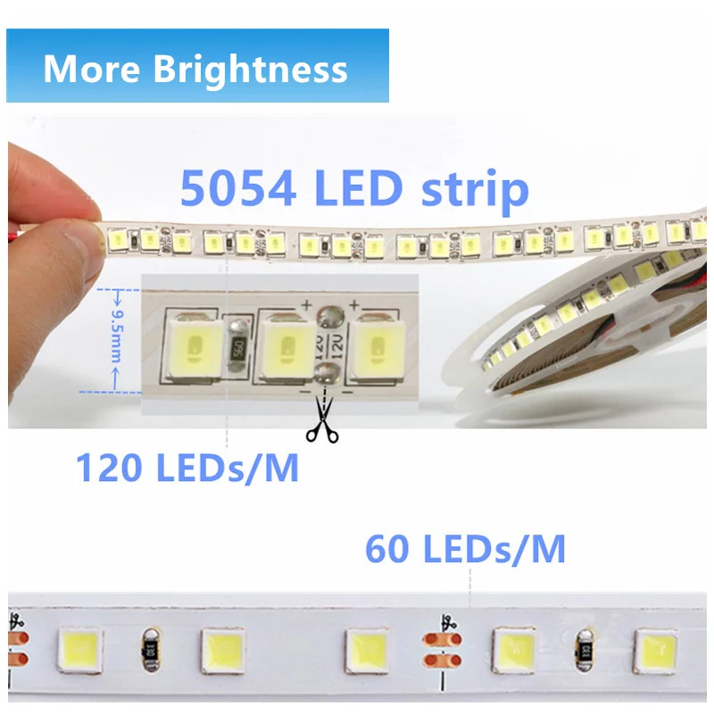 SMD 5054 Светодиодная лента 5 м 600 светодиодов/5 гибкая света DC12V более яркая для
