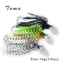 TOMA 3PCS/lot Lead Head Spinner Buzzi Bait Fishing Lures 3/8oz Colors Silicone skirt Spinnerbait Metal Lure With Crank hook