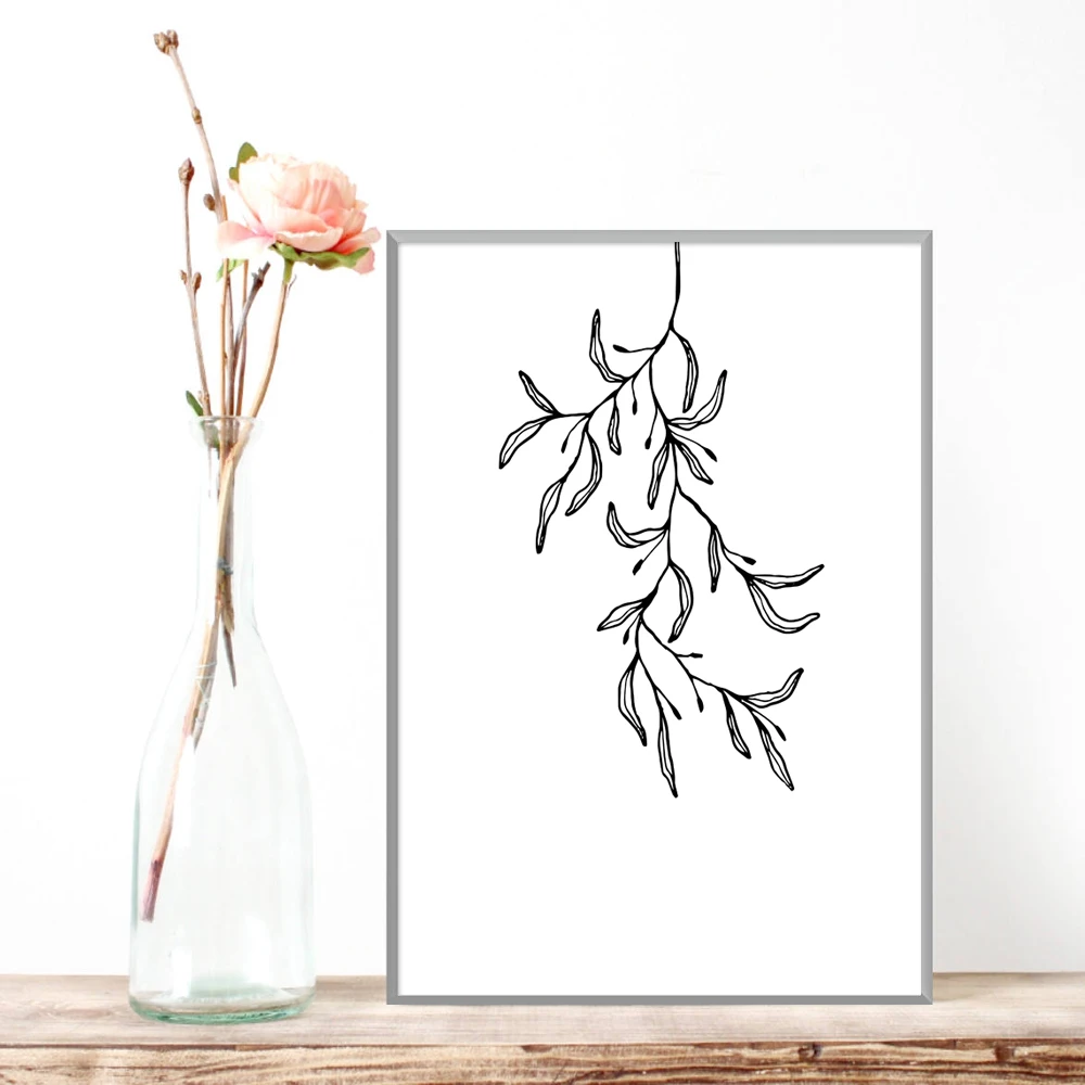 Us 421 28 Di Scontosenza Cornice Tela Stampa Pittura Poster Di Disegnati A Mano Botanico Stile Semplice Bianco E Nero Linea Di Disegno Muro