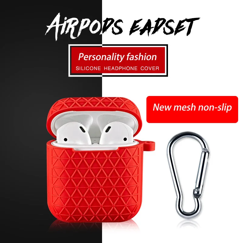 

2019 New Mesh design airpod case cover cute 2 in 1 case for airpods key ring silicone tws earphone dust guard headset bag stand
