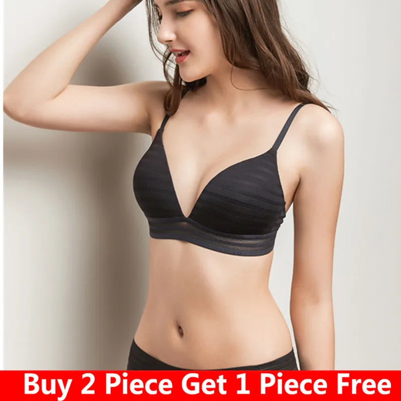 

wrie free underwear thin striped bra black sexy bra