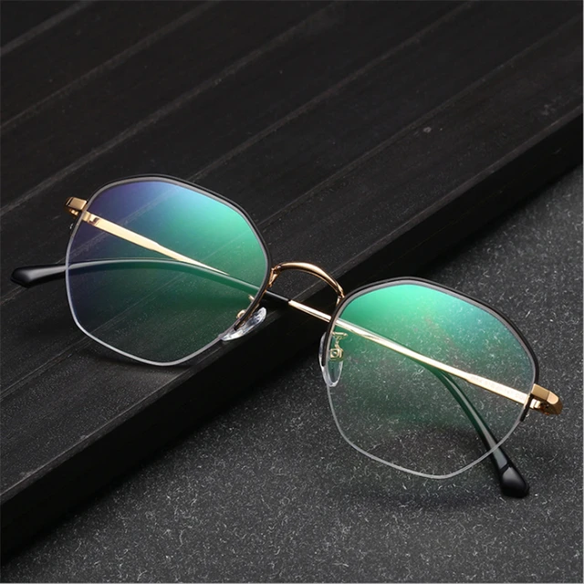 Special Offers Mincl/Retro Polygonal Metal Blue Light Blocking Glasses Fashion Irregular Computer UV Protection Glasses Optical Glasses YXR