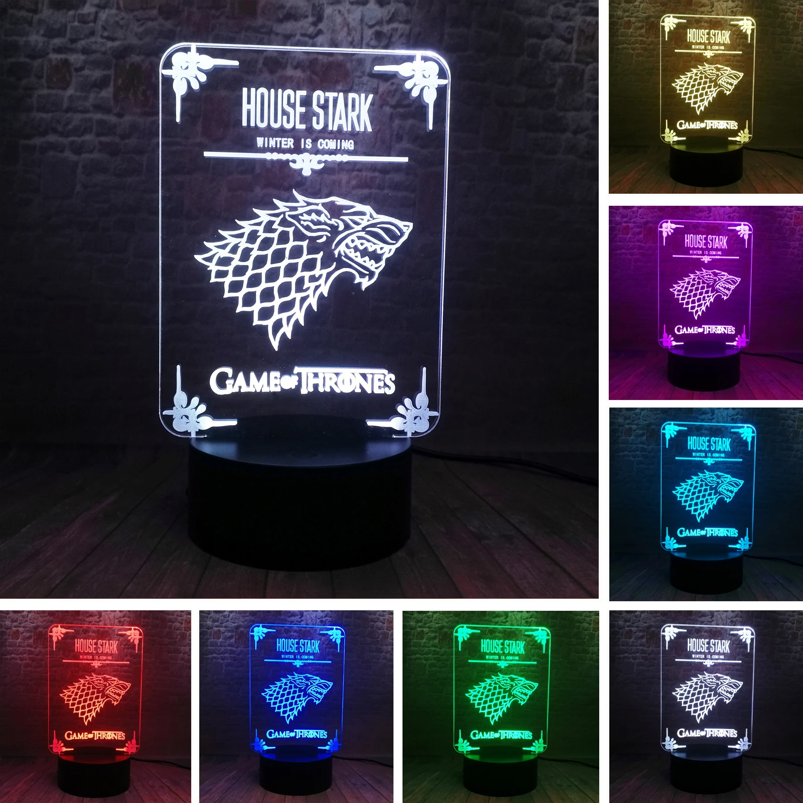 

House Stark Game of Thrones Wolf 3D LED Lamp 7 Colors Change USB Touch Desk Lamp Kid's Man Boys Birthday Xmas Gift Dropshiping