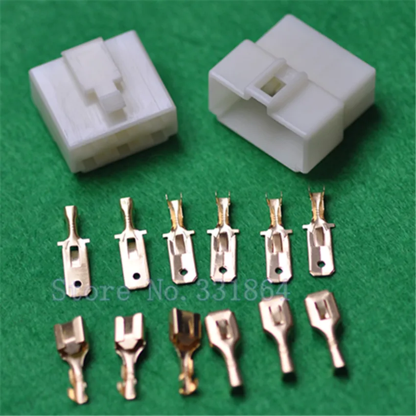 

Free Shipping 6.3mm Crimp Terminal Automotive Connector 6P Automotive Connector 6.3 Battery Motorcycle Terminal + Molded Case +