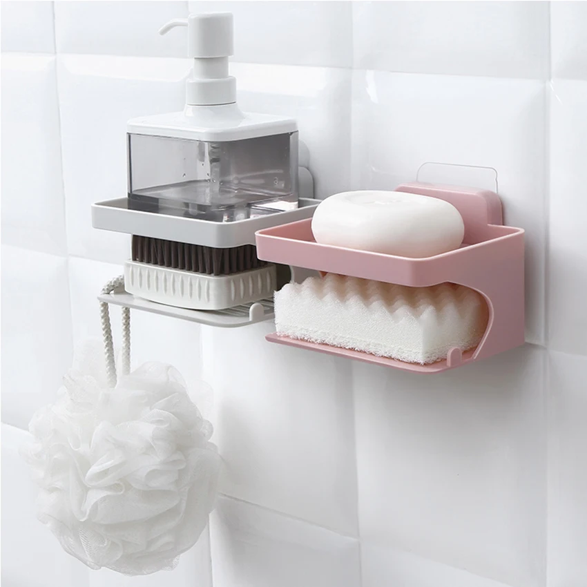 

1PC Waterproof Soap Holder Two Layers Kitchen Tools Organizer Soap Dish Storage Shelf Shower Soap Container Bathroom Accessories