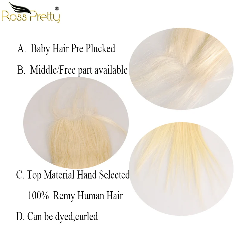 Росс Pretty Remy индийские прямые волосы пряди с закрытием блонд Цвет Кружева
