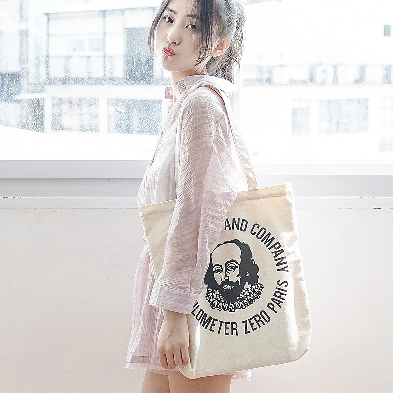 

Women Canvas Shoulder Bag Shakespeare Ladies Simple Eco Environmental Shopping Bag Students Books Bags Cotton Cloth Handbag Tote