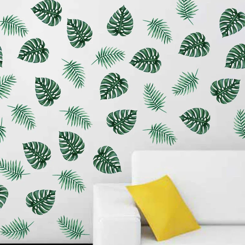 60X80cm Green Banana Leaf Wall Stickers Palm Leaves Wall Decal Plant