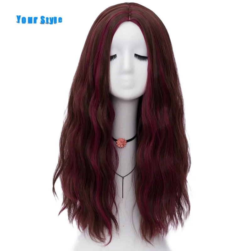 

Your Style Long Loose Wave Burgundy Red Wigs Female Women Natural Hair Wigs Synthetic Heat Resistant Fiber