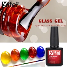 YIFEI дизайн ногтей Стекло Янтарный гель окрашенные склеенные УФ гель шампанское золотистый гель 6 цветов Ложные ногти отправить Янтарный лак цвета лака