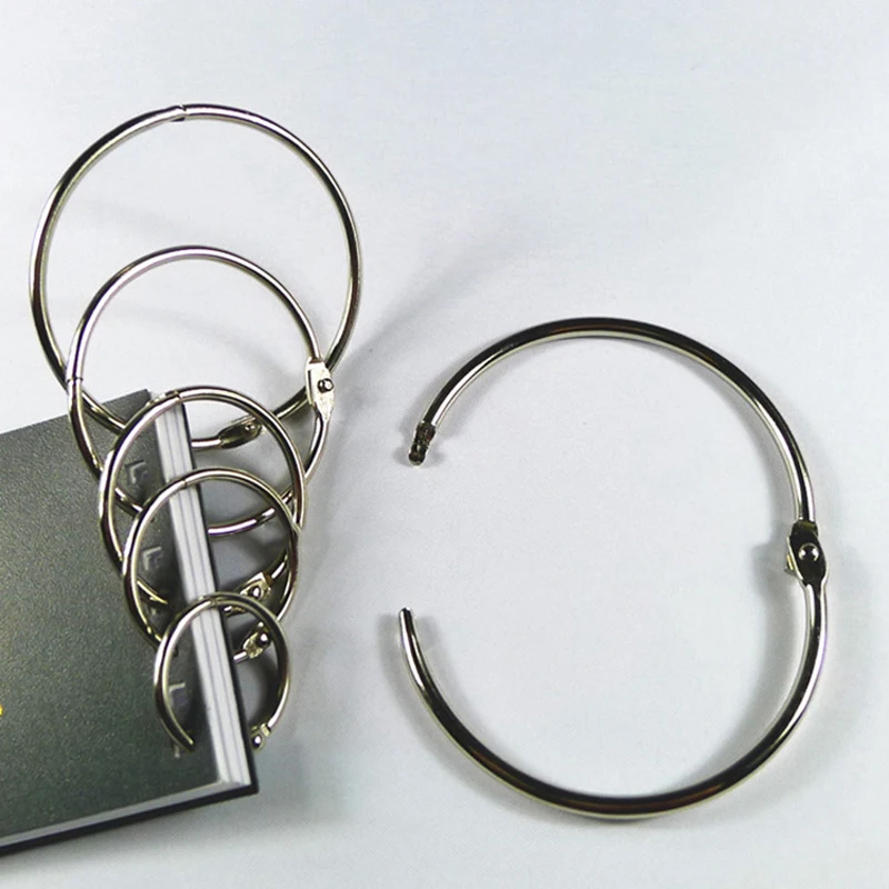 

10Pcs/Lot 20-80mm Metal Loose Leaf Book Binder Hinged Rings Keychain Album Ring Scrapbook Binders Craft Photo Album Circle Clips