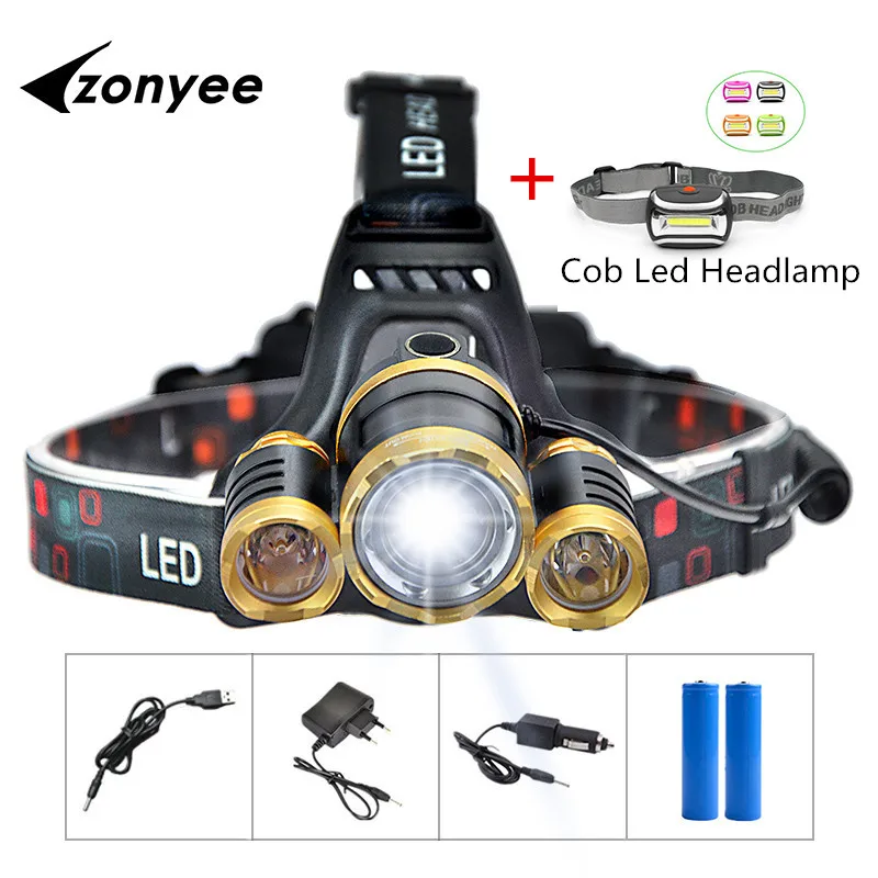 

Hiking T6 Led Headlamp Flashlight Lantern XmLT6 Headlight 10000Lm 18650 Rechargeable 3 Modes Glare Head lamp light Torch Fishing