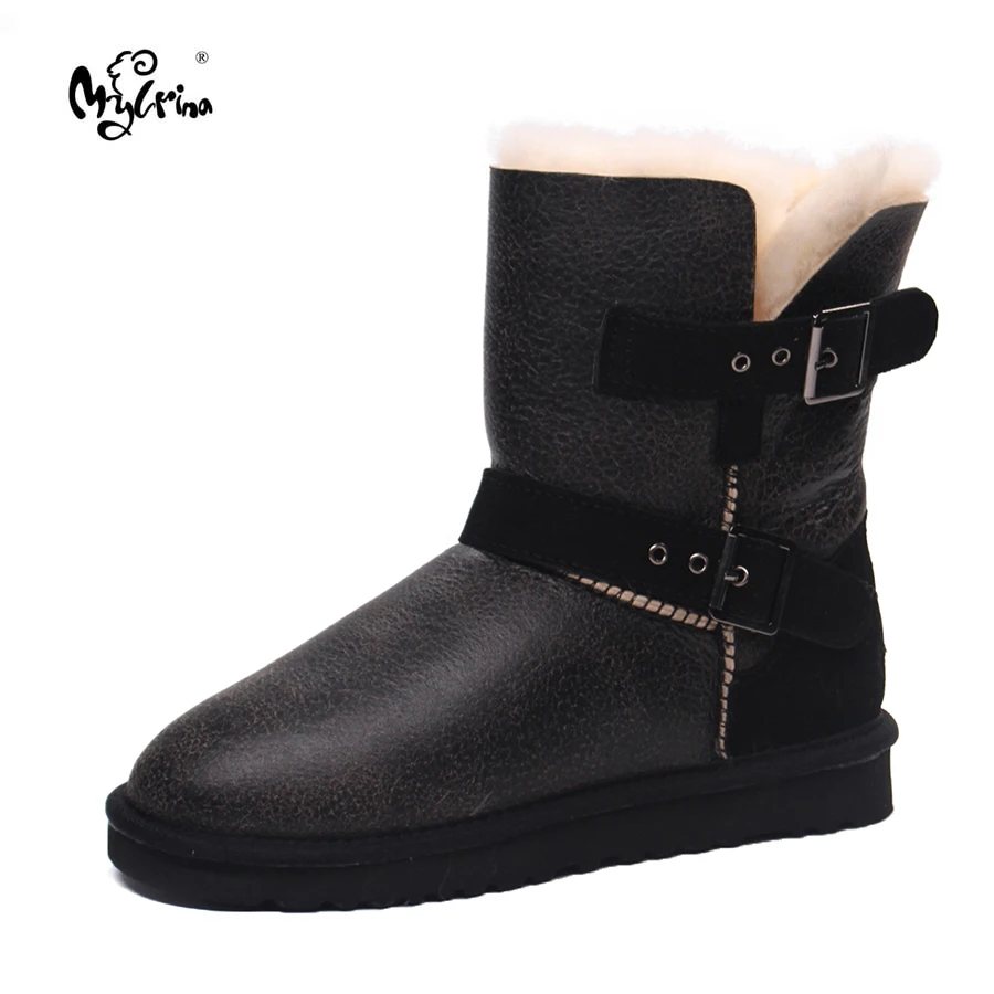 New Fashion Women Snow Boots Genuine Sheepskin Leather