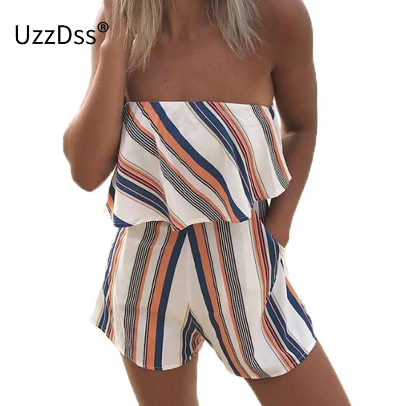 

2019 Summer New Rompers Women Jumpsuit Playsuit Chest Wrapped Strapless Rompe Elegant Short Overalls Jumpsuit Female Casual