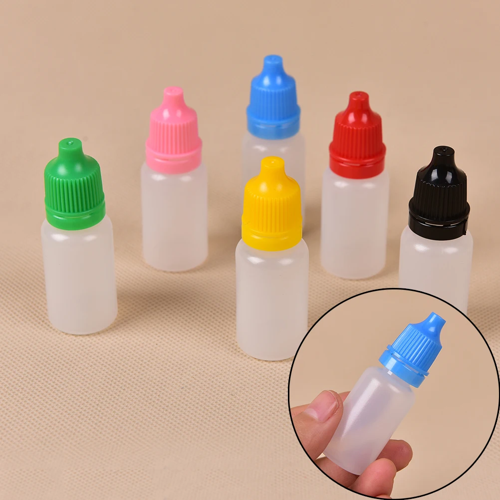 5pcs 10ml Plastic Empty Plastic Squeezable Dropper Bottles Eye Liquid Droppers Childproof Cap Thin Tip Dropper Bottles