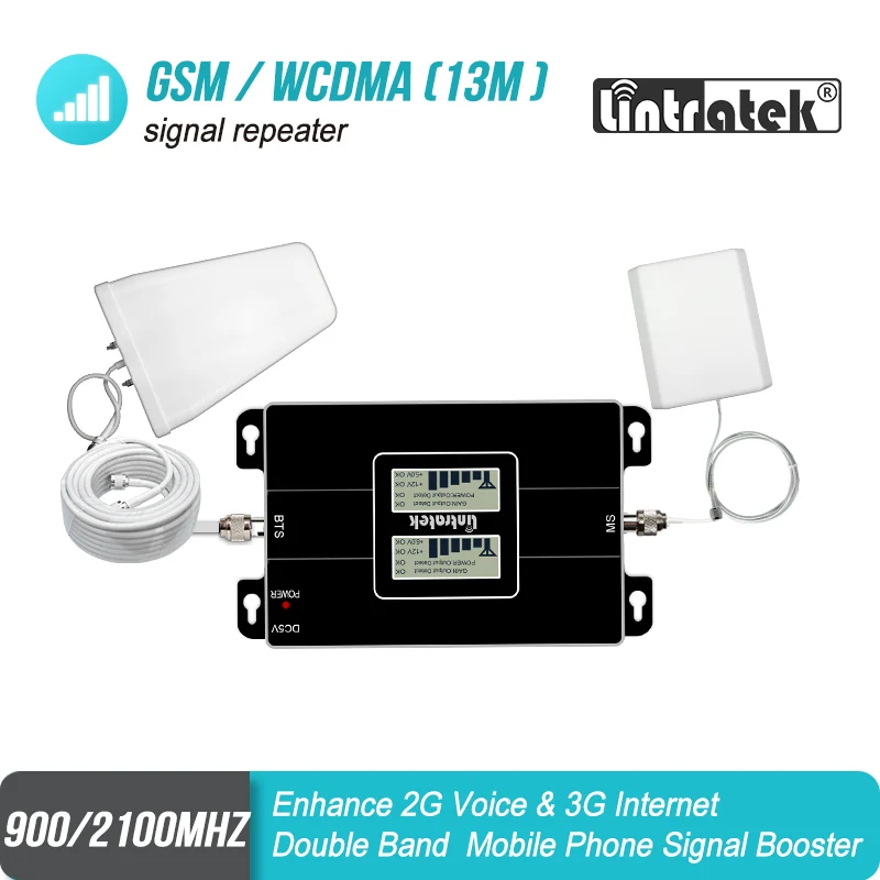 ЖК дисплей GSM 900 W CDMA 2100 МГц двухдиапазонный ретранслятор сигнала 2G 3G UMTS 65dB