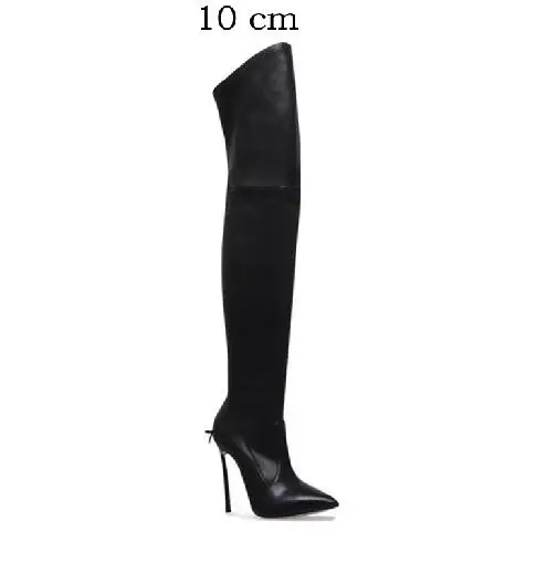Carollabelly/Брендовая обувь; женские зимние сапоги; пикантные теплые сапоги на высоком каблуке; Свадебная обувь с острым носком; Цвет Черный; Каблук 10 см/12 см - Цвет: 10 cm