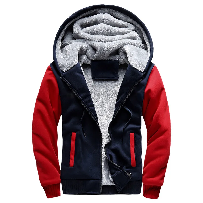 

FGKKS Men Hoodie Winter Fashion Brand Men Hooded Sweatshirt Coat Mens Warm Fleece Thick splice Casual Hoodie