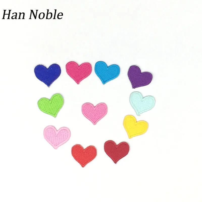 100pcs a lot free Small Heart Embroidery Patches Applique for Clothing