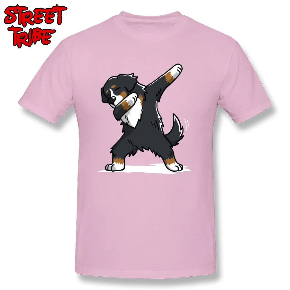 Family Men T Shirt Casual Casual Tshirts 100% Cotton Short Sleeve Camisa Tops T Shirt O Neck Top Quality Funny Dabbing Bernese Mountain Dog 11965 pink