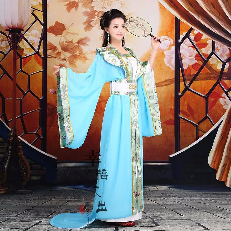 ZZB059 Vestido largo синий и белый hanfu ухаживает за его парой Новое поступление костюм hanfu Китайский стиль Свадебный костюм полный комплект