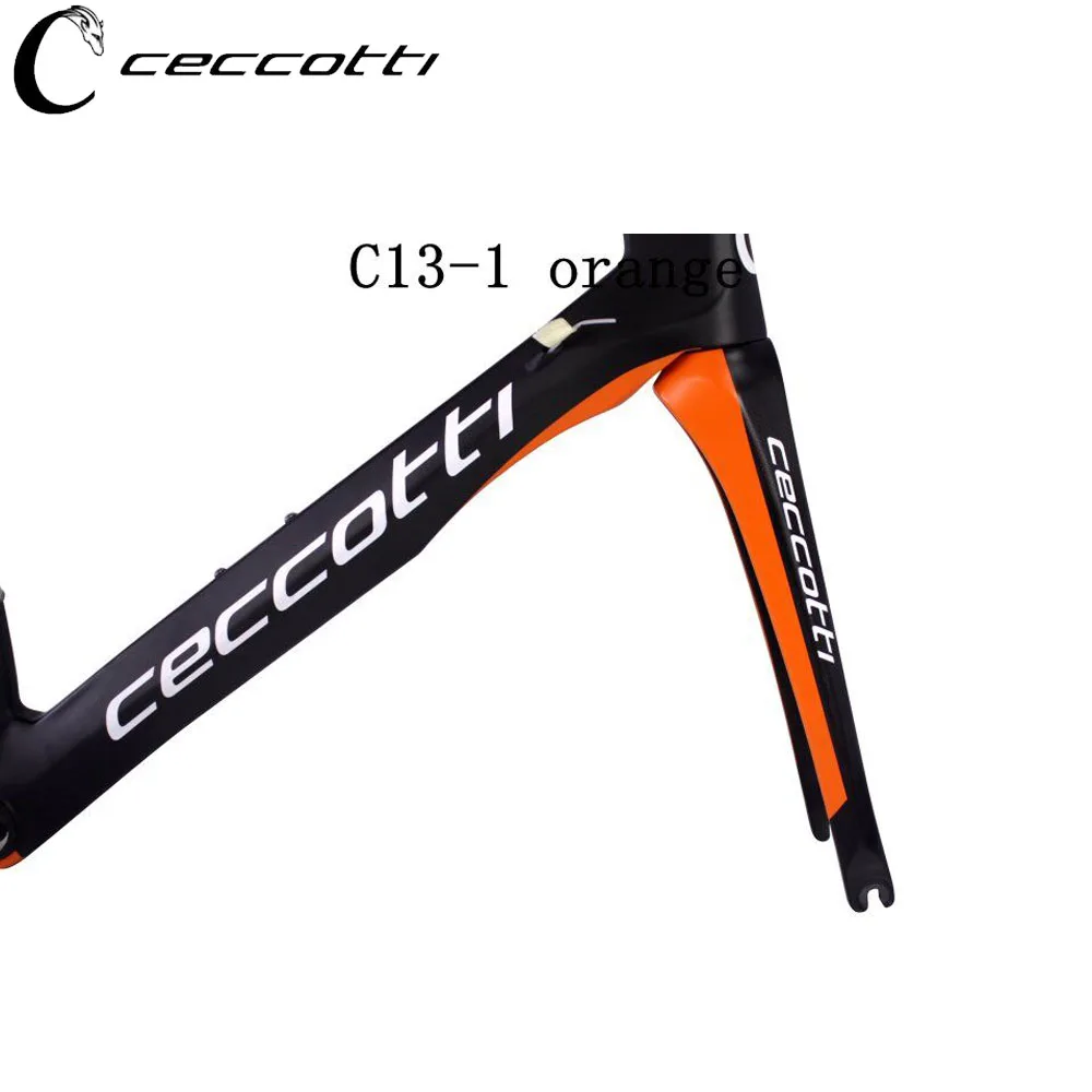 Top Carbon road frame CECCOTTI brand orange telaio bici da corsa carbonio XXS/XS/S/M/L carbon bike frame weave 1k/3k/ud Di2&Mechanic 4