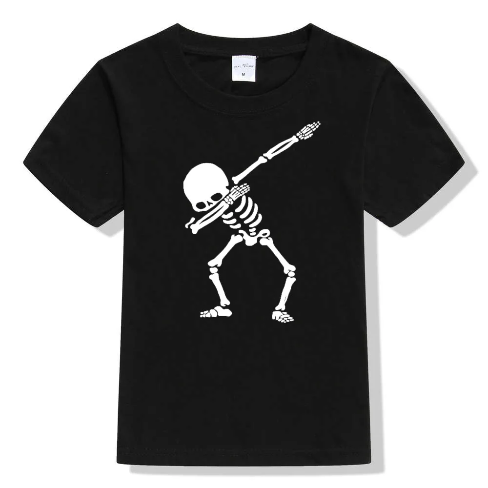 

New children's short-sleeved T-shirt skull head dance print T-shirt boy top 100% cotton T-shirt summer casual kids clothes