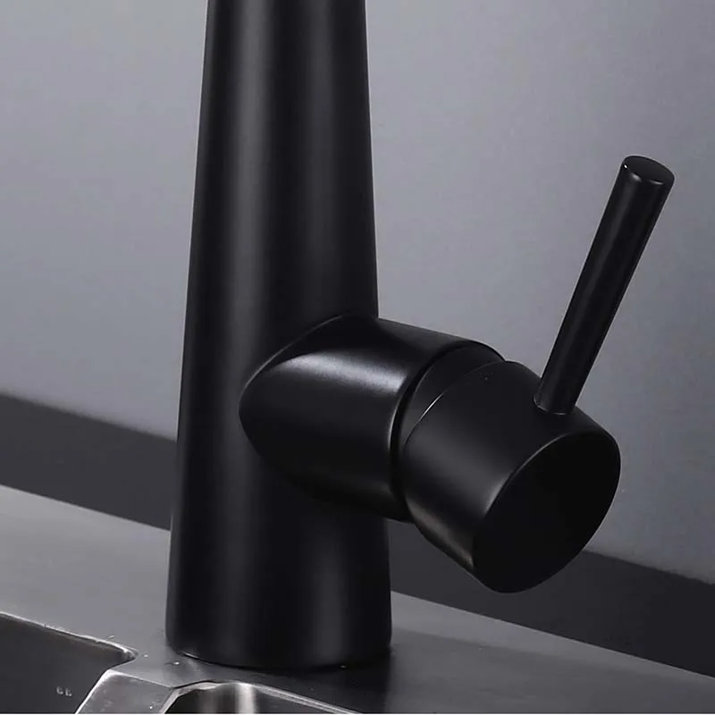  Brass Black Kitchen Faucet High Arch Kitchen Sink Faucet Pull Out Rotation Spray Mixer 2-Function W - 32907826371