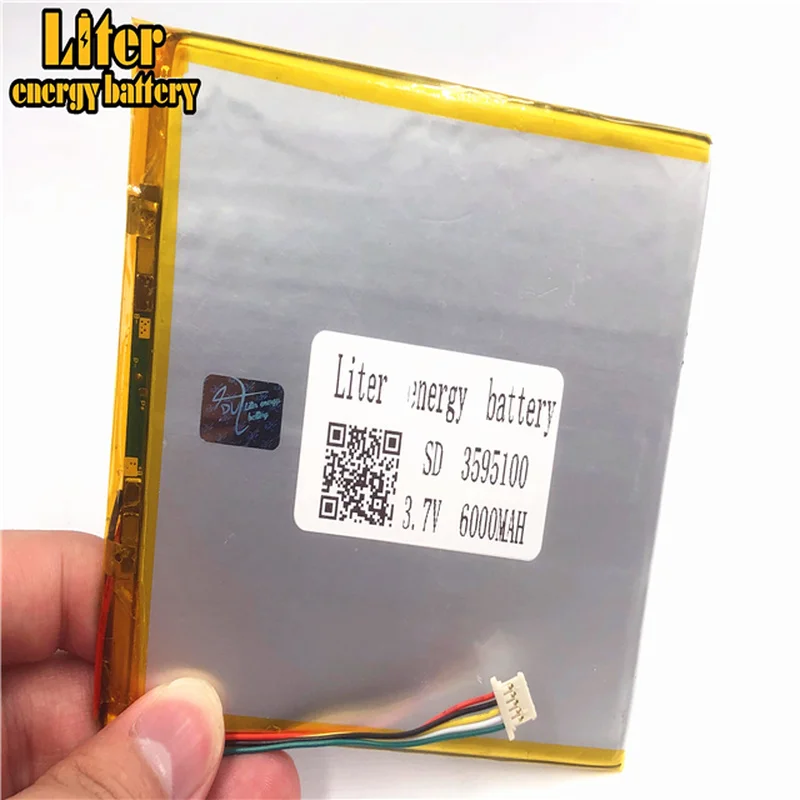 1,0 мм 5pin pc-коннектор 3,7 V 3595100 6000mah аккумуляторная батарея lipo Солнечная зарядка для литиевого аккумулятора литиевая батарея планшетный ПК