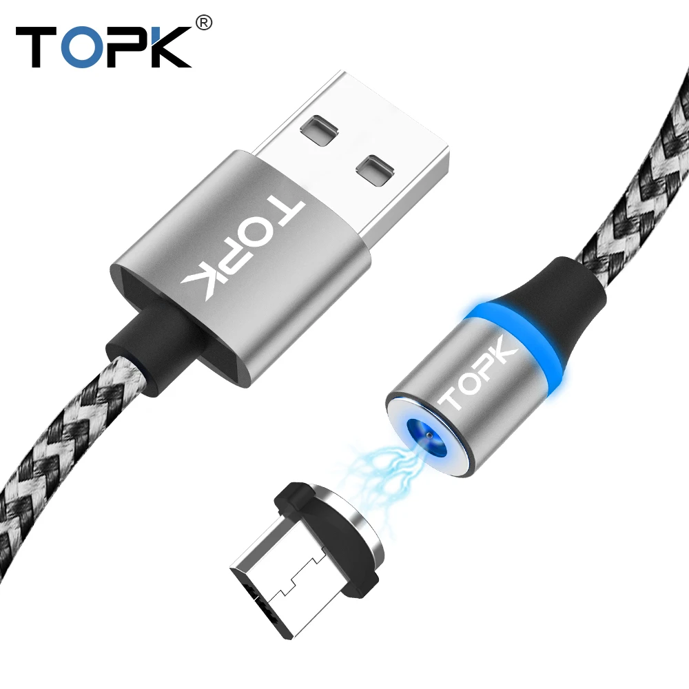 

TOPK RLine-R Led Magnetic Micro USB Cable For Xiaomi Redmi Note 5 Samsung Galaxy S7 Mobile Phone Cables Magnet Charger Microusb