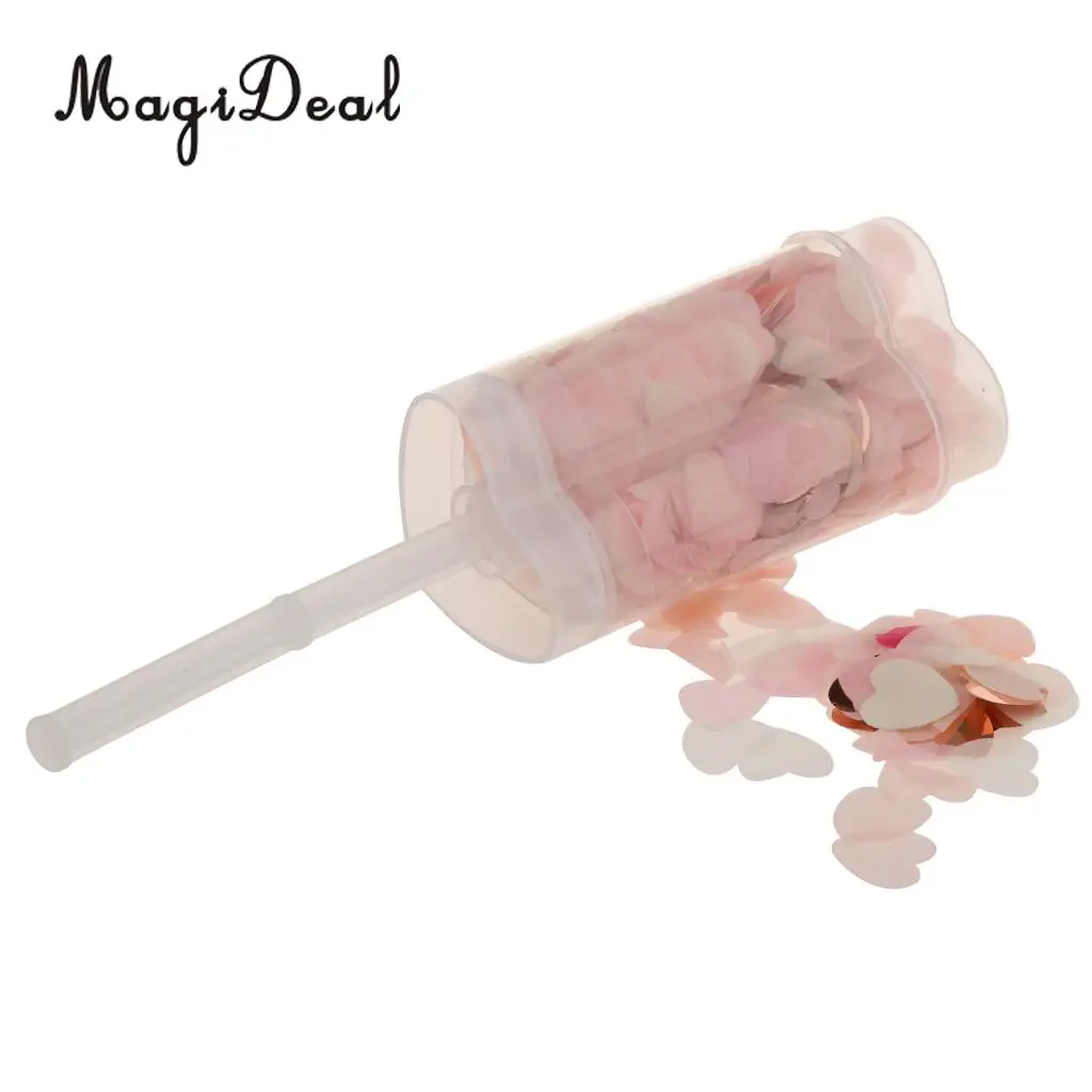 MagiDeal Bridesmaid Flower Girl Biodegradable Popper Pusher Heart Confetti Container Throwing Sprinkles Wedding Table Decor