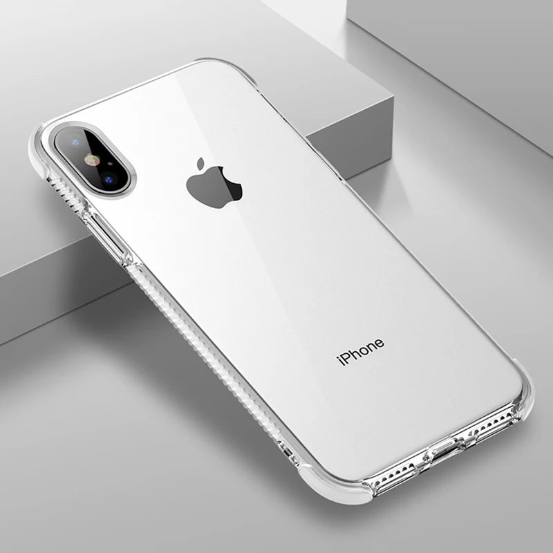 10 шт. прочный армированный чехол для телефона чехол для iPhone x iPhone XS-7 чехол мягкий, с бесцветным прозрачным 2 в 1 ТПУ+ ТПЭ для iPhone 6 6s 7 8 S8 S9 плюс - Цвет: Белый