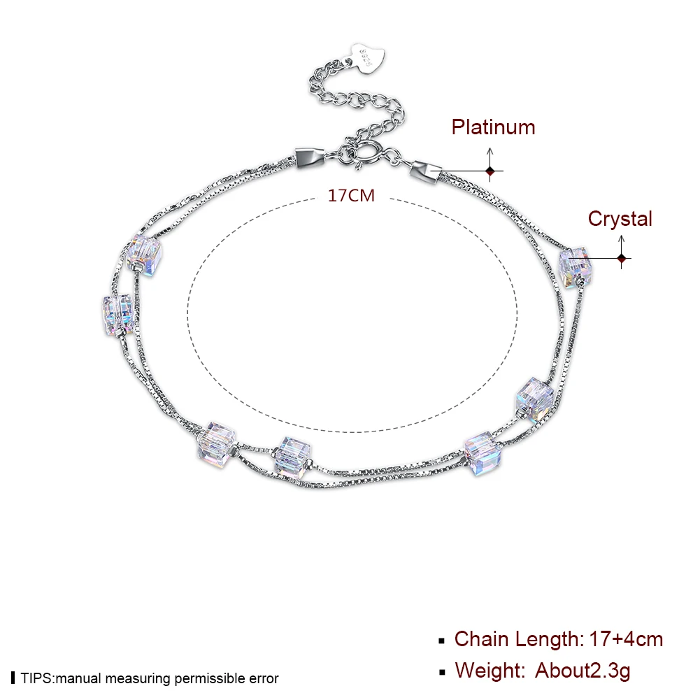Браслет женский из серебра 925 пробы с кристаллами Swarovski|Браслеты шармами| |