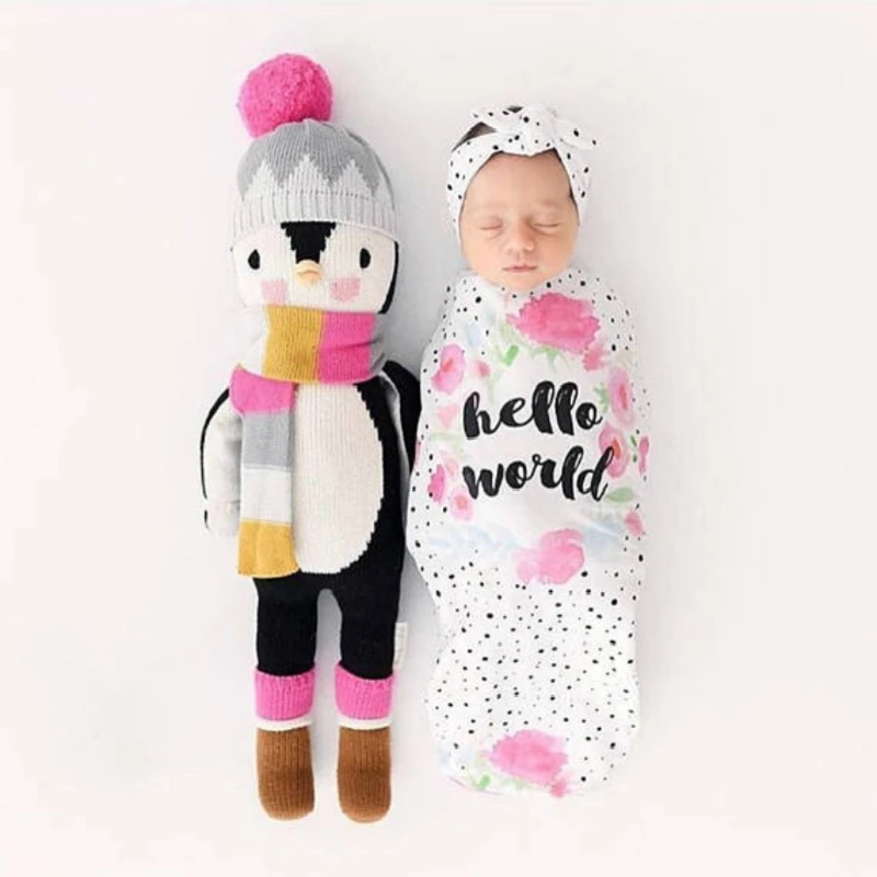 

2Pcs/Set Newborn Swaddle Blanket Baby Cocoon Sleeping Bag Muslin Wrap Headband