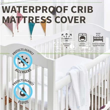 Buy Crib Size 72X132cm Baby Waterproof Crib Mattress Cover- Quilted Ultra Soft White Bamboo Terry Fitted Sheet Style Free Shipping