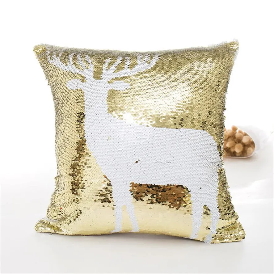 

2018 New Christmas Decor Glitter Sequin Cushion Cover 1pc Christmas Throw Pillow Case Cafe Home Decor Cushion Cover Best Gift 35