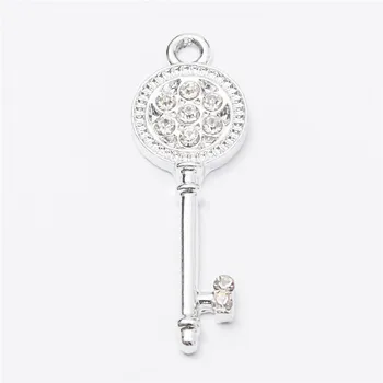 

40pcs high Quality key crystal Enamel Alloy jewelry Headdress pendants for bracelet necklace DIY jewelry making js1277