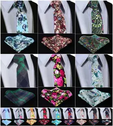 Цветочный 2.75 "из 100% хлопка с принтом тонкий тощий узкий Для мужчин галстук платок карман квадратных костюм комплект # i8