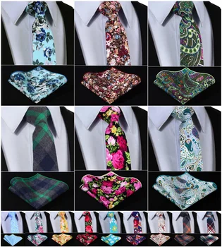 

Floral 2.75" 100%Cotton Printed Slim Skinny Narrow Men Tie Necktie Handkerchief Pocket Square Suit Set #I8