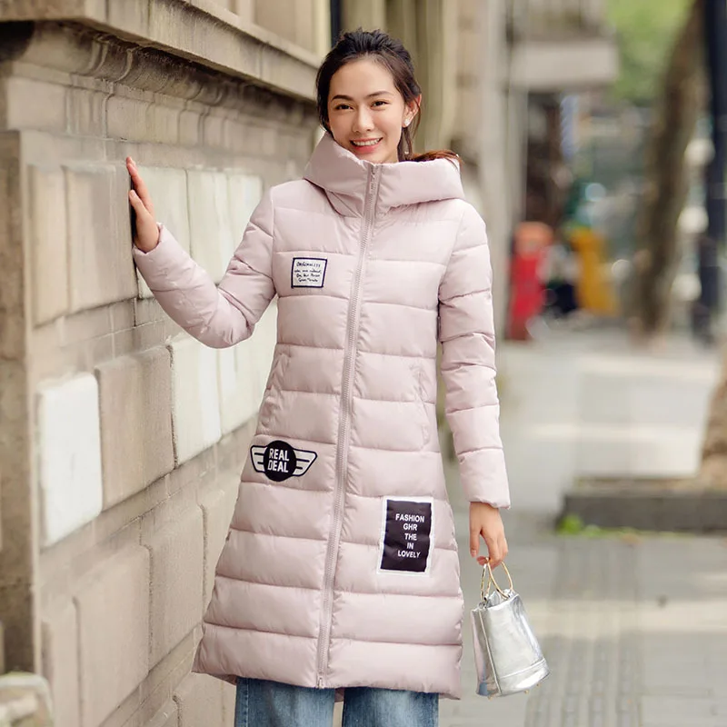 Winter Women Long Coat Soft Warm Down Cotton Coat for Women Fashion Slim Hooded Woman Padded