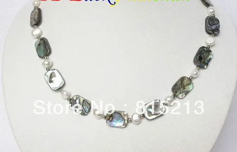 

ddh00489 18" 16mm Multi-color Abalone shell white pearl necklace
