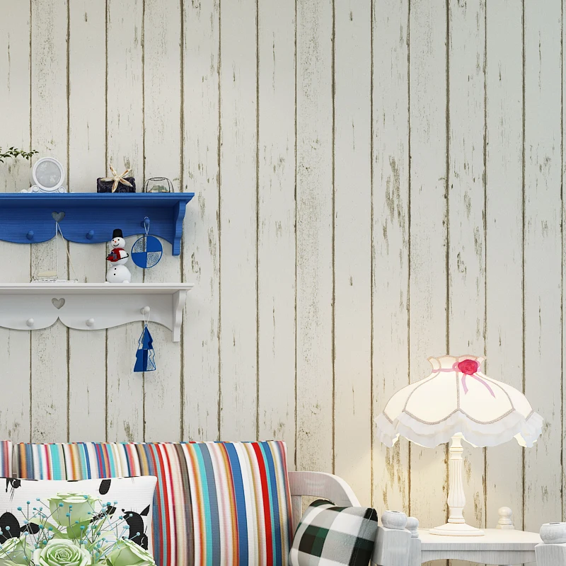Винтажная ретро 3d синяя Белая настенная бумага ТВ фон деревянные полосы настенная бумага Фреска Декор для спальни Вертикальная полосатая настенная бумага s QZ129